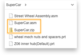 the zip name matches the name of the top-level assembly